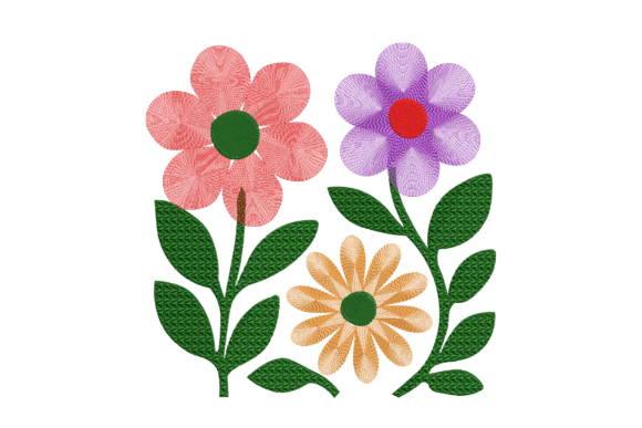 Colorful Daisies Embroidery Design