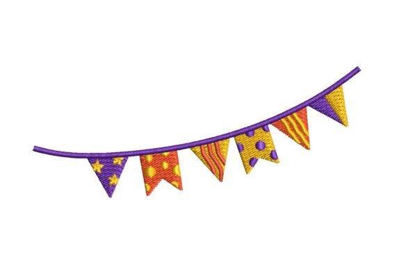 Colorful Festive Bunting Banner Embroidery Design