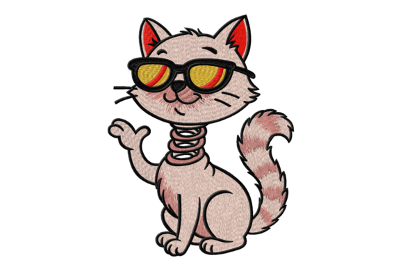 Cool Cat Embroidery Design