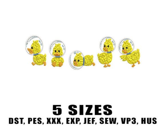 Cute Duck Astronaut Embroidery Designs