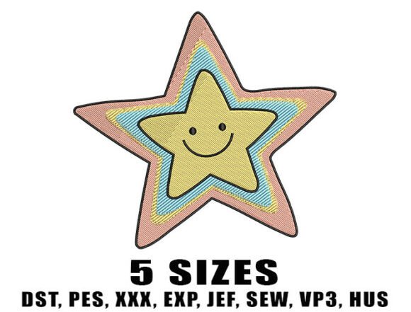 Cute Star Rainbow Embroidery Designs