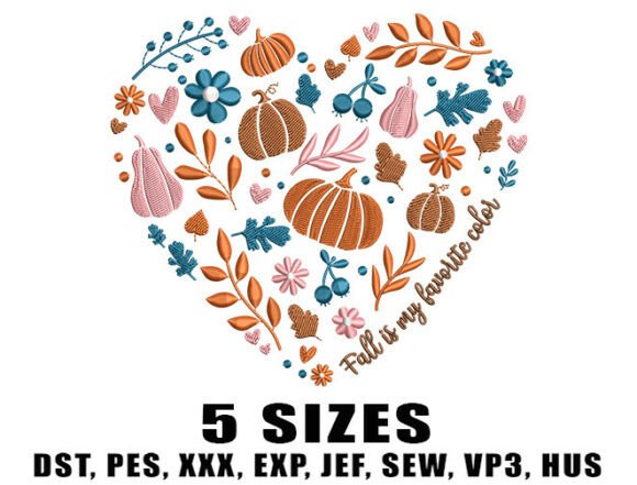 Fall Heart Shape Embroidery Designs