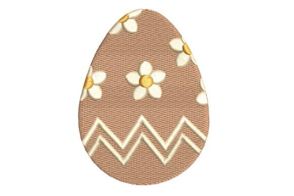 Floral and Zigzag Easter Egg Embroidery Design