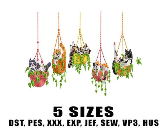Flower Cat Embroidery Designs