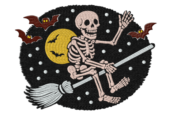 Flying Skeleton Halloween Embroidery