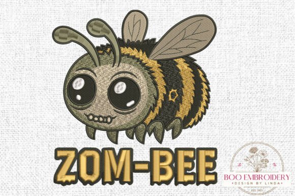 Funny ZomBee Halloween Embroidery Design