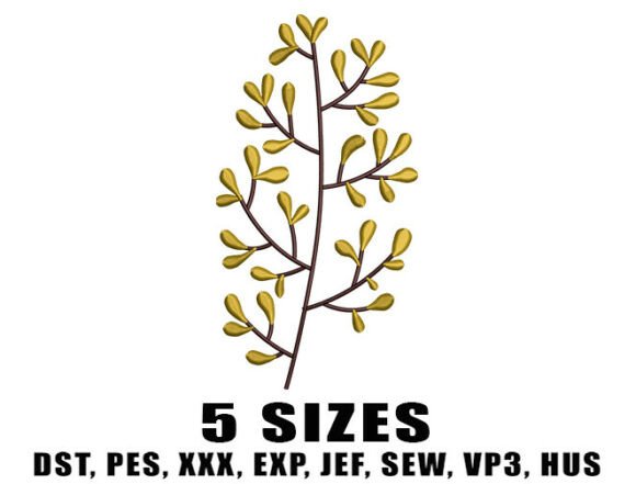 Golden Foliage Stem Embroidery Designs