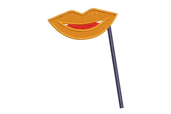Golden Lips on a Stick Embroidery Design