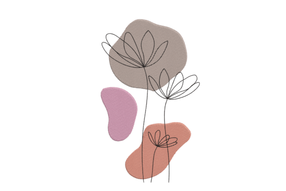 Minimalist Line Art Flower Embroidery