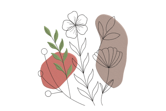 Modern Abstract Leaf Floral Embroidery