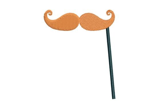 Orange Moustache on a Stick Embroidery Design