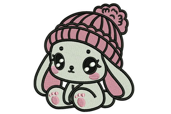 Rabbit with Beanie Embroidery Design
