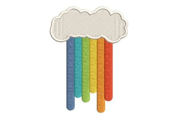 Rainbow Rain Cloud Embroidery Design