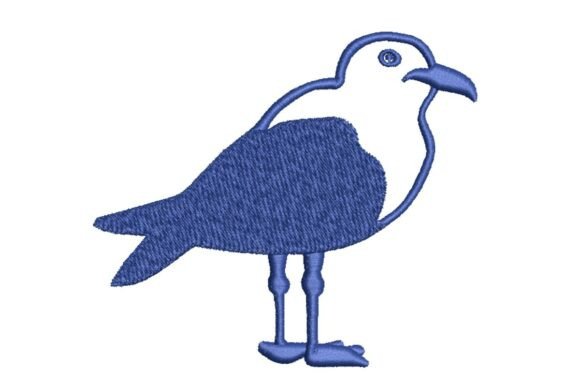 Stylized Nautical Seagull Embroidery Design
