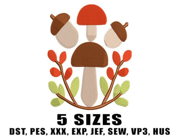 Wild Mushroom Embroidery Design
